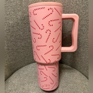 Simple Modern Light Pink Christmas Candy Cane Trek Tumbler w Handle - 40oz